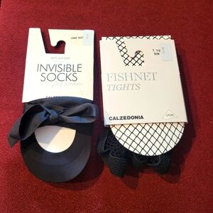 CALZEDONIA Invisible Socks & Fishnet Tights Black New